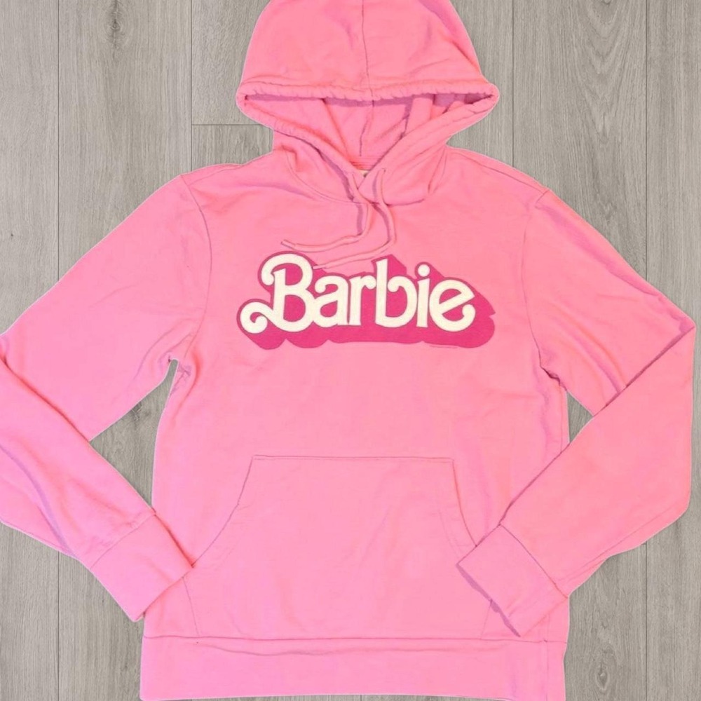 Old Navy Barbie Pink Logo Pullover Hoodie Women's Small